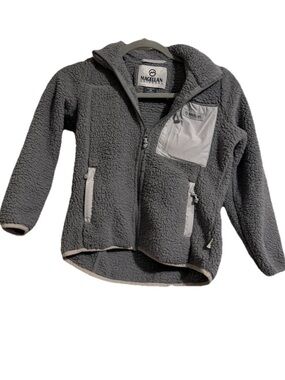 Magellan Outdoors Kids Gray Sherpa Zip-Up Jacket with Chest Pocket
